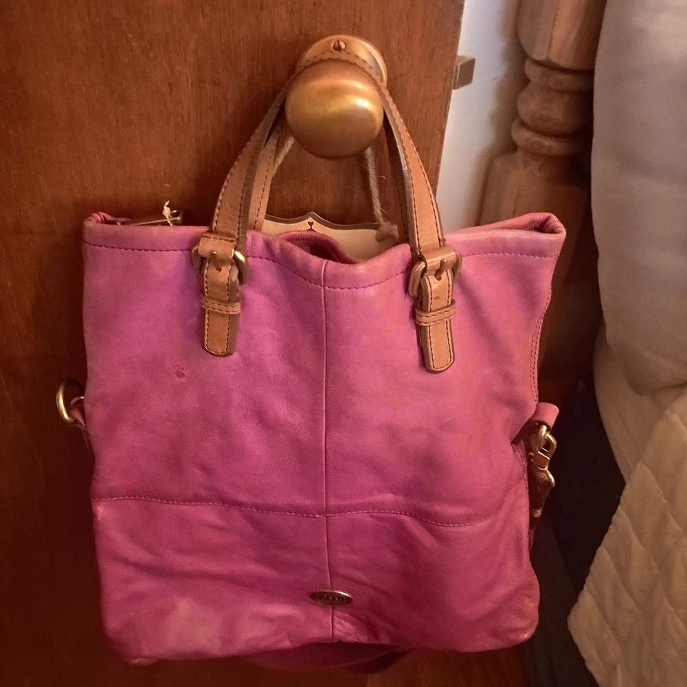FOSSIL Explorer Leather Crossbody Tote Fold Bag